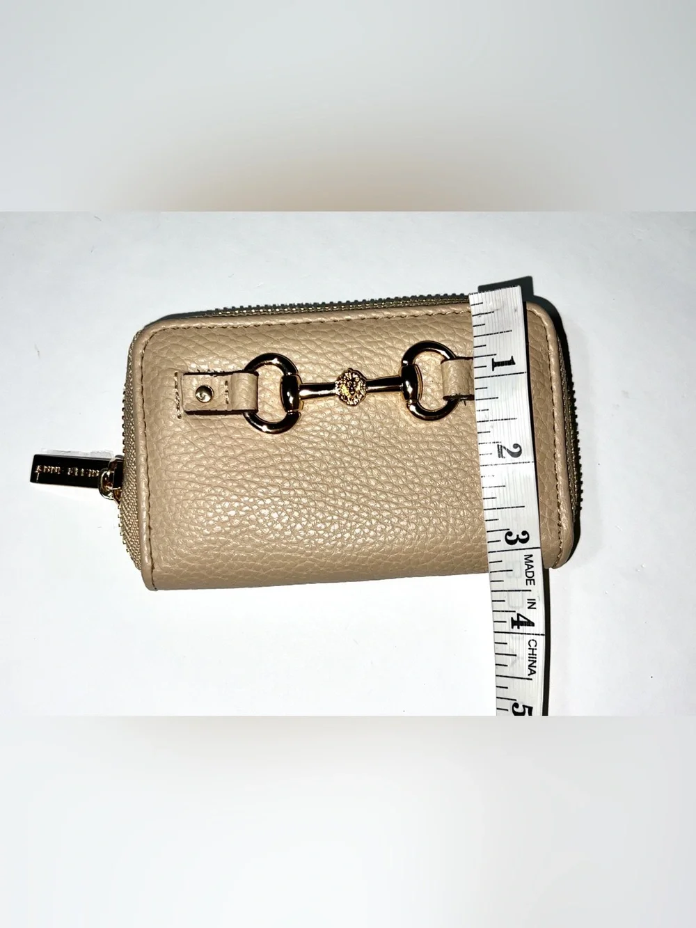 Anne Klein Pebble Leather Wallet Cream Zip Around